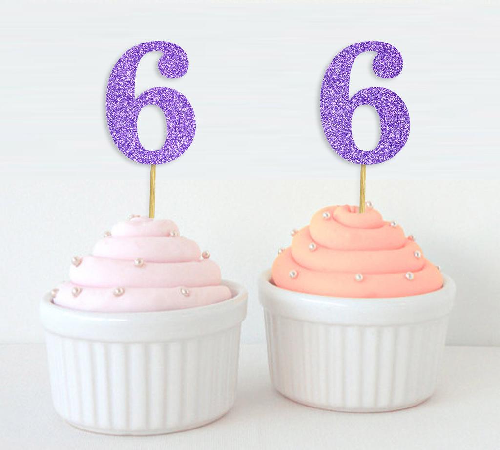 Darling Souvenir| Number 6 Birthday Year Cupcake Toppers| Birthday  Anniversary Party Dessert Decorations - Pack Of