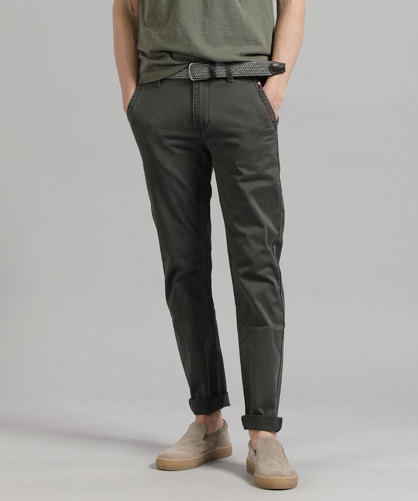 PANICALE Charcoal Embroidered Point Cotton Pants (Type A)