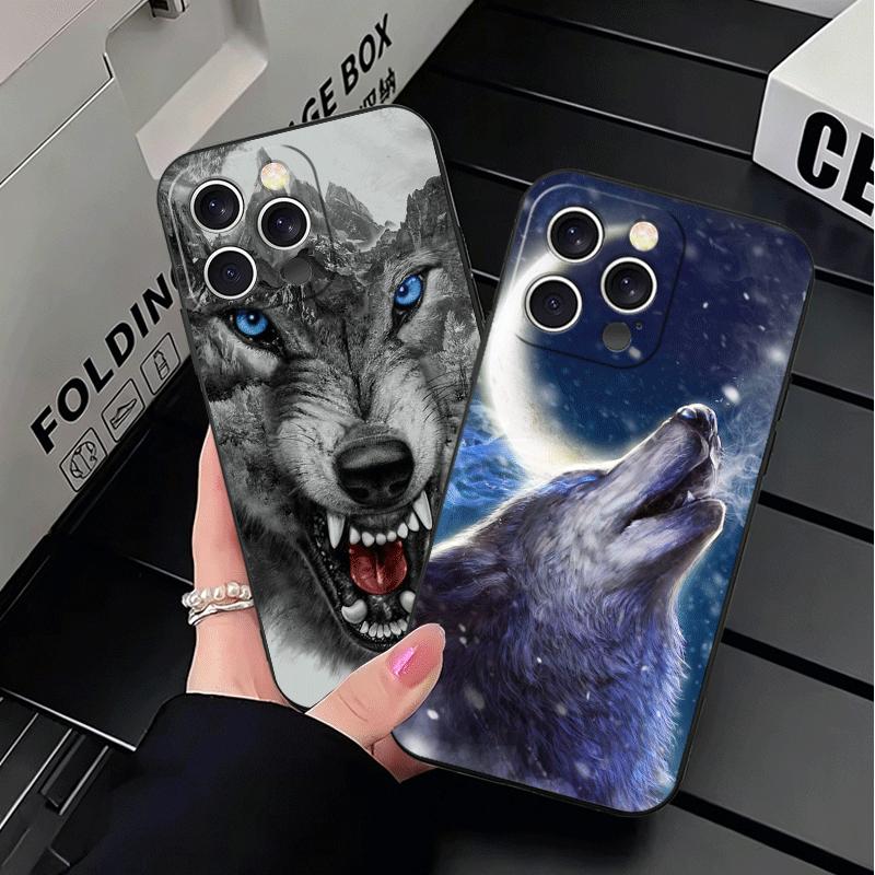 Wolf Moon Animal Soft Phone Case for iPhone 16 16E 17 Air 15 Pro Max 14 Plus 13 Mini 11 12 7 Black Cover Back Shell