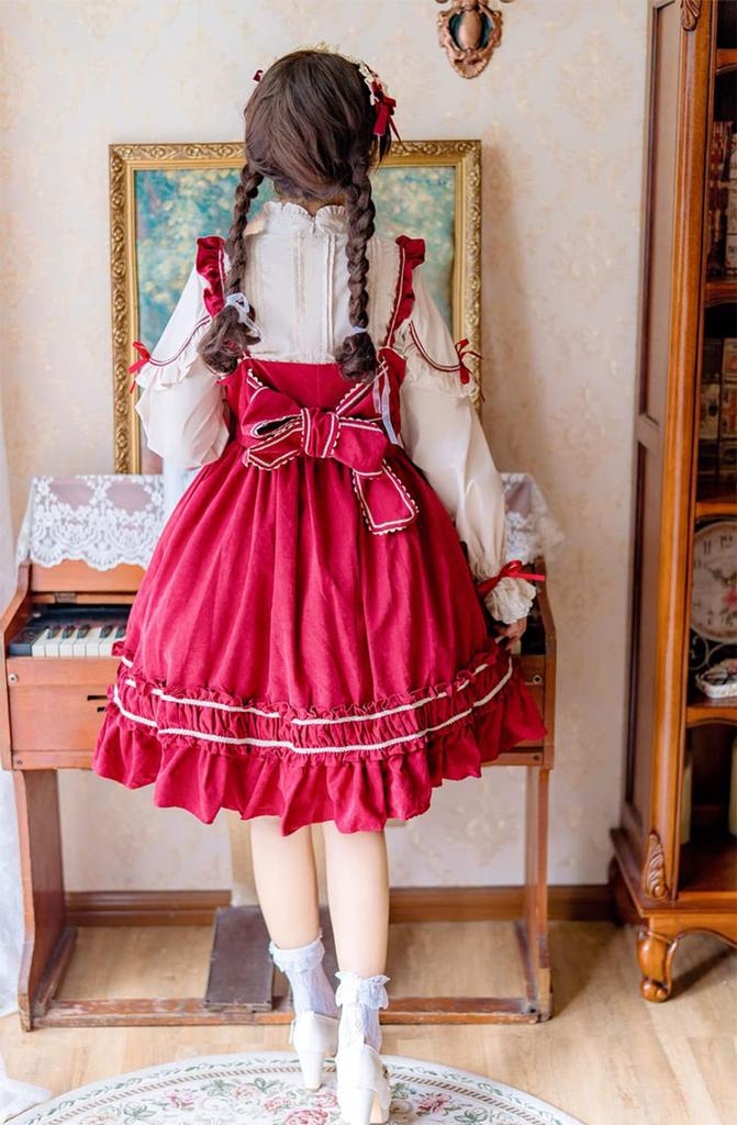 JIURUN Langarm Lolita Gothic Mori Plus Pullover Schleife Langes Kleid, Lolita, Cosplay, Anime, Mädchen, Lolita, Größe, Kleid, Cross-Dressing, Cosplay,
