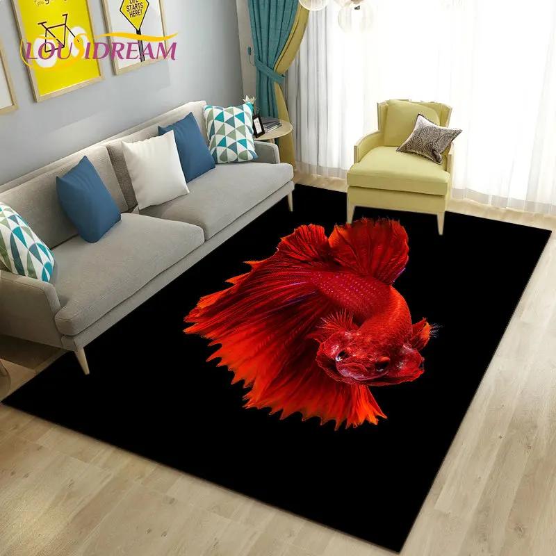 3D Balık Altın Arowana Betta Balık Alan Kilim, Oturma Odası Yatak Odası Kanepe Paspas Dekor için Halı Kilim, Çocuk Oyun kaymaz Zemin Mat