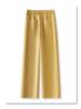 Women's Yellow Tencel Cotton High Waist Wide Leg Pants - Slimming Spring 2025 Straight Leg Casual Trousers