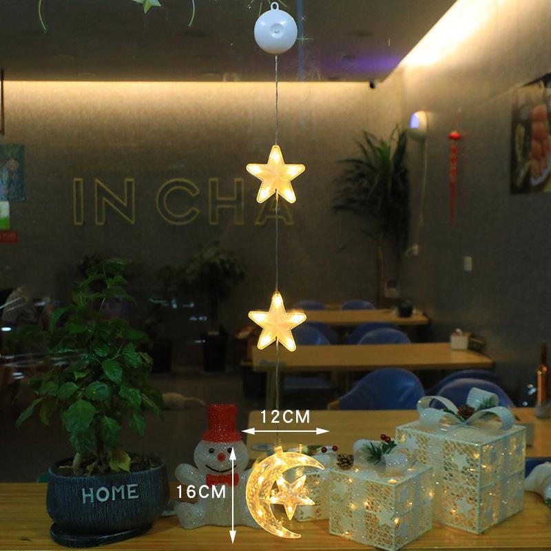 Christmas LED Suction Cup Lights: Creative String Lights for Windows, Curtains, Trees, Reindeer & Bells