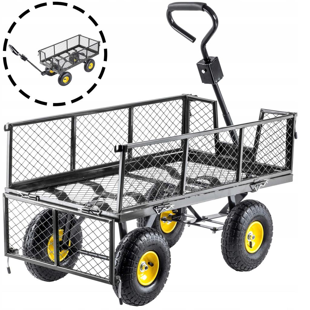 KADAX Zahradní vozík, trakař, přepravní přívěs, 300 kg, s plachtou, velký