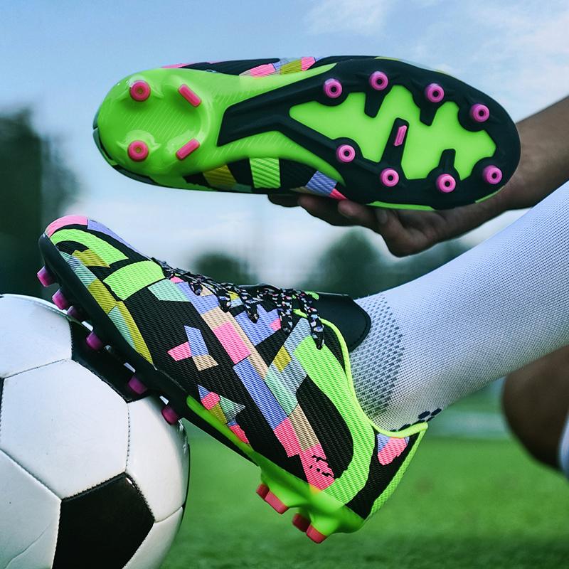 Men's Low-top Football Boots Large Size Long Nails PU Leather Boys Soccer Shoes Nailing Anti-slip Football Boots