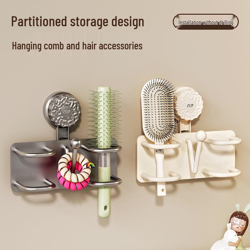Wall-Mounted No-Drill Bathroom Comb Storage Box