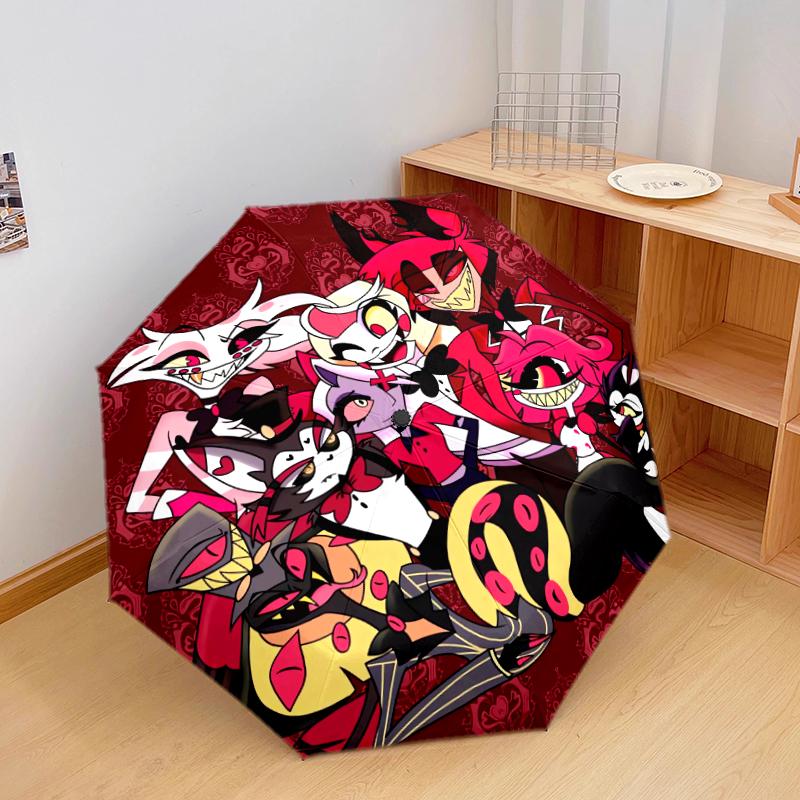 

1 PC Automatic Folding Umbrella - Hell Hotel Pattern, Portable & Foldable Design with 8 Ribs, Christmas Birthday Gifts