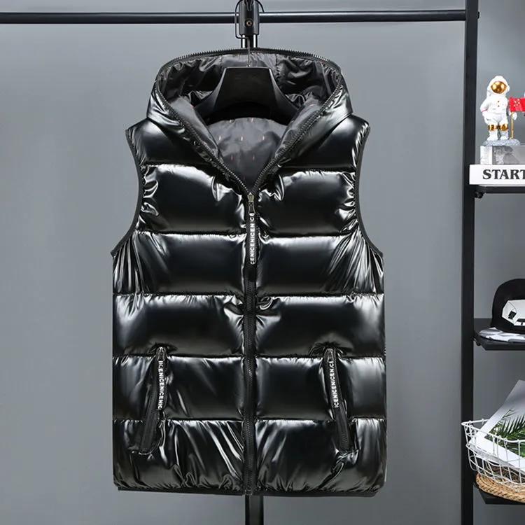 Gilet con cappuccio da uomo a tinta unita per autunno/inverno Giacca casual elegante taglia forte per giovani adulti