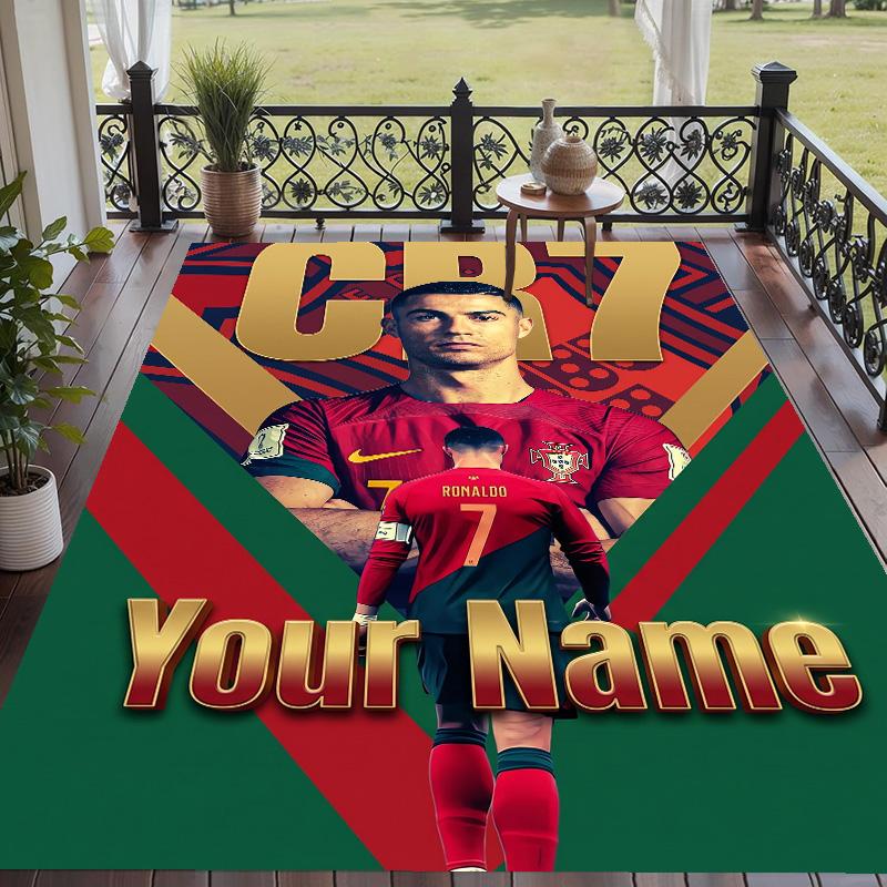 Custom Text Printed Rug Cristiano Ronaldo Non Slip Floor Carpet For Home Room Decor