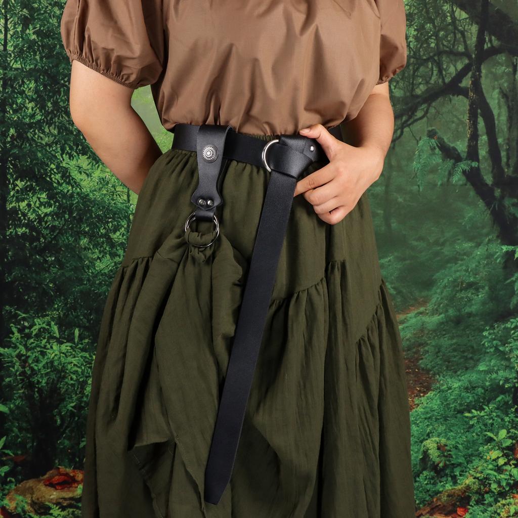 2-Piece Set Medieval Plain Leather Belt Waist Accessory PU Belt Renaissance Viking Skirt and Hiking Accessories