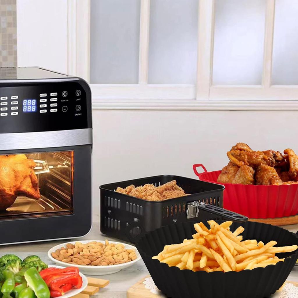 Air Fryer Silicone Liners Pot,8 inch Air Fryer Basket Liners, Silicone Baking Tray Pots for 3 to 5 Qt for Air fryer Oven Reble Baking Tray Oven