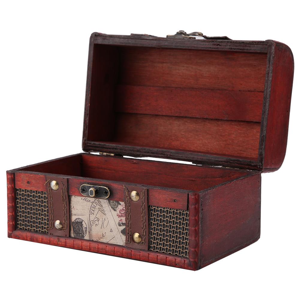 Vintage Wood Box Jewelry Storage Case Treasure Chest (Stamp)