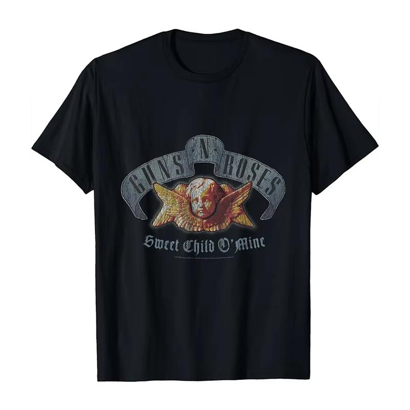 2025 Nowy Guns N 'Roses Rock Punk Amerykański Oversize High Street Męski i Damski Letni Bawełniany Amerykański Wygodny T-shirt