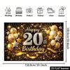 2D 20th Birthday Black Gold Backdrop for Men Women Birthday Party Background