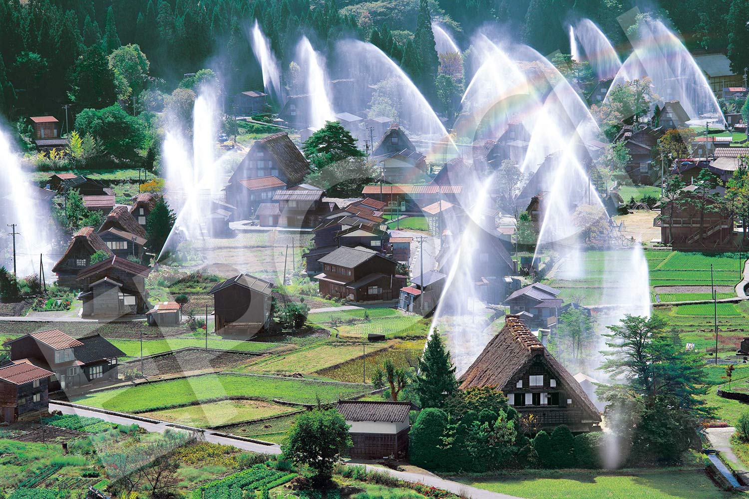 

Epoch 1000-piece Jigsaw Puzzle: Shirakawa-go Water Discharge Scene - Gifu (50x75cm)
