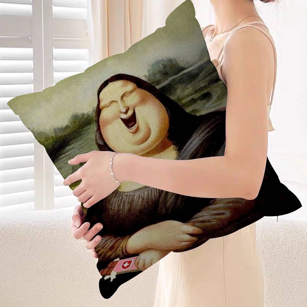Mona Lisa Funny Wall Art Pictures Pillow Gifts Home Office Furnishings Bedroom Sofa Car Cushion Cover case 45x45cm