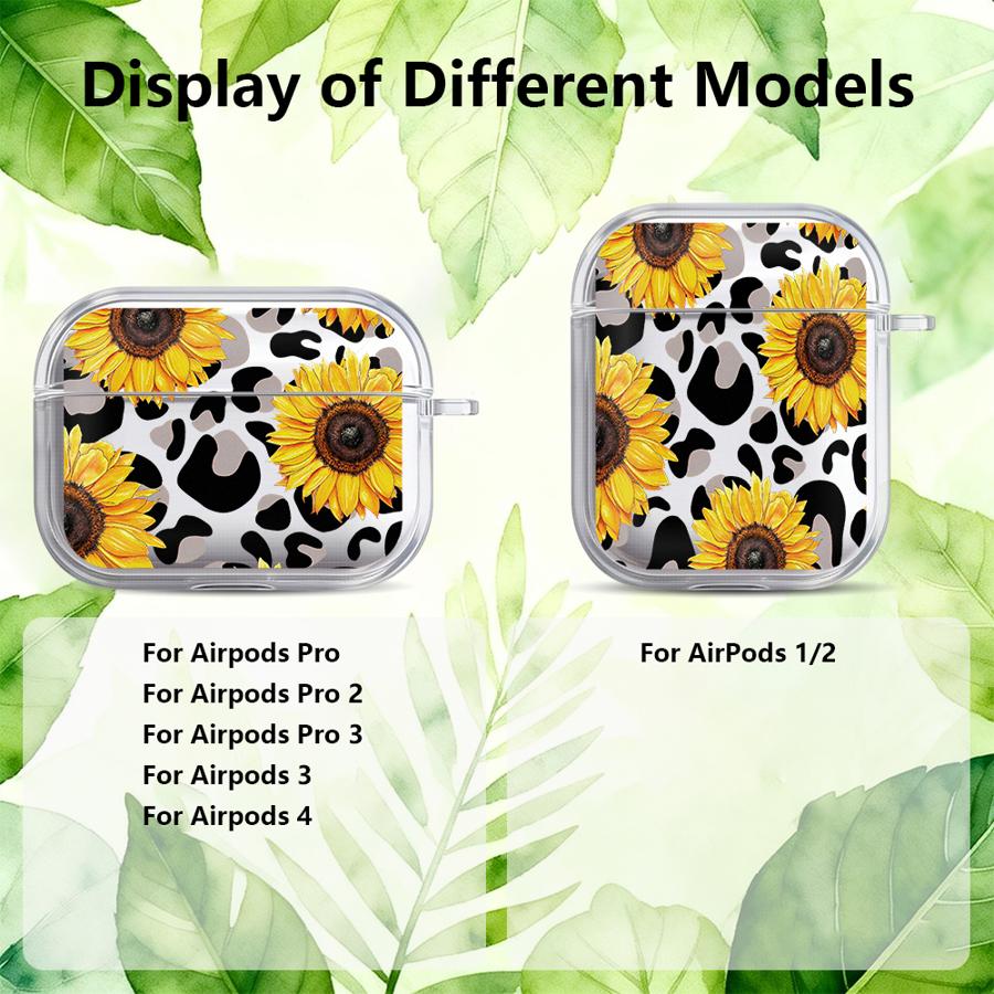 Leopard-patterned Sunflower Clear Earphone Cases Cover Case For Airpods 3 Pro Pro3 Pro2 4 1 2