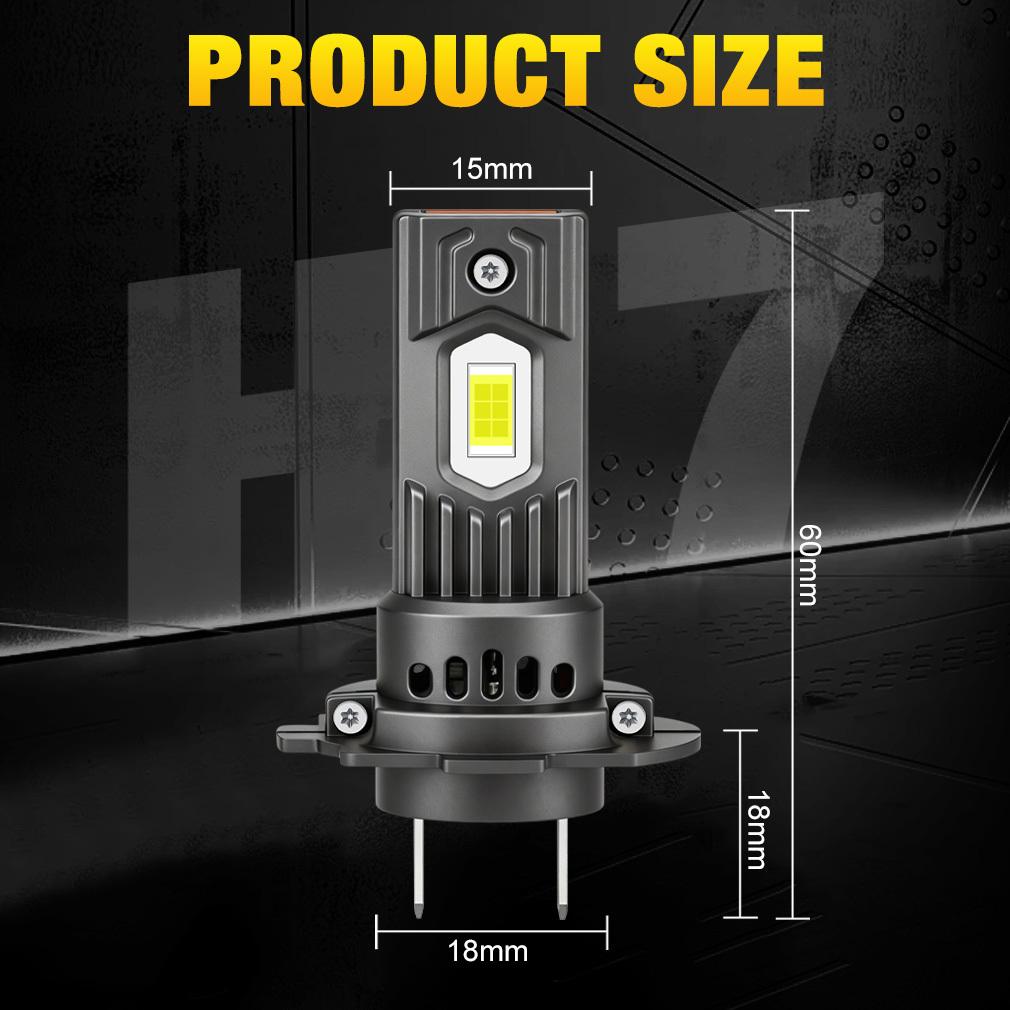 2pcs H7 LED Bulbs High Power Car Headlight CSP Chips CANBUS Fog Lights for Automobile Mini Wireless 1:1 Fit LED Headlamp Plug&Play 6500K White