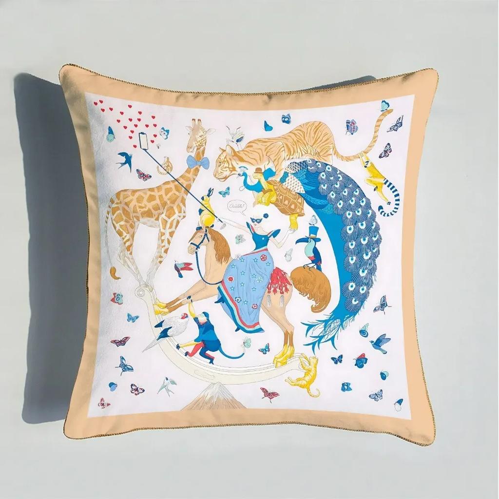 40/45/50/60cm Throw Pillow Polyester Cushion Cover Print Palace Rose Horse Pattern Sofa Couch Pillows for Home Decor Pillowcase