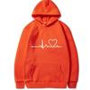 New Women's Casual Hoodie Autumn/winter Heartbeat Print Men's Loose Hoodie Couple Sweatshirt Women's Hoodie Top Streetwear