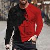 Men's T-Shirts Vintage Patchwork Print Fashion Streetwear O-Neck Graphic T Shirts Tops Casual Sport Long Sleeve Gym Clothing Men