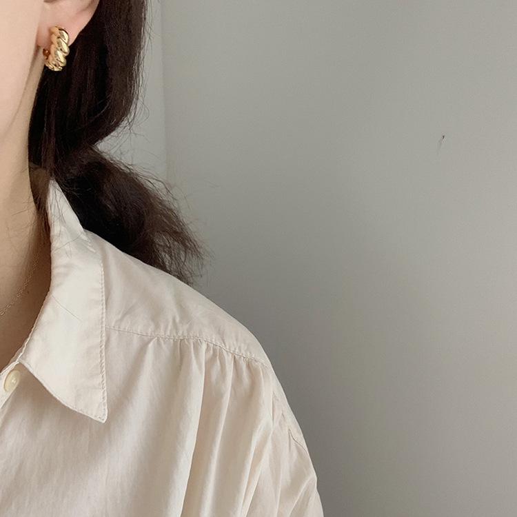 Braided Hong Kong Style Gold Circle Retro Earrings for Women - High-End 2021 Design