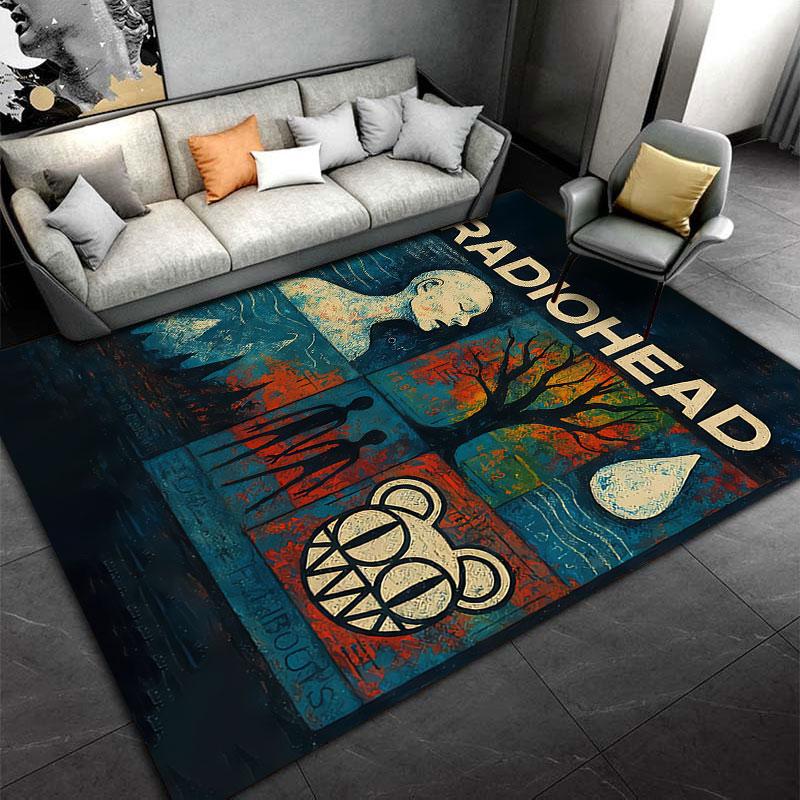 Radiohead Artistic Montage Carpet suitable as a non-slip mat for the living room or bedroom sofa