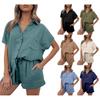 2025 Amazon Independent Station New Casual Fashion Cotton and Linen Shirt Shorts Suit Women's Clothing