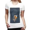 Fox Tea TShirt for Women Round Neck Streetwear T Shirts Womens Short Sleeve Summer Clothes Tops