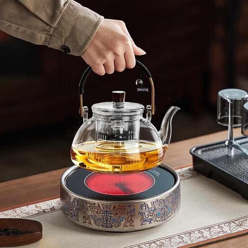 YIHUTEA Minimalist Glass Tea Set with Electric Ceramic Stove