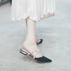 Internet celebrity pointed toe bag head half slippers female summer wear student Korean version of society low heel willow nail sandals low heel m