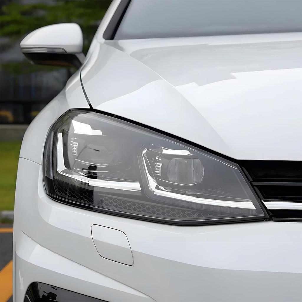 Car Headlight Lens Cover, Compatible with VW Golf 7.5 MK7.5 GTI GTR 2018-2020, Transparent Headlight Shell Lens(A Pair)