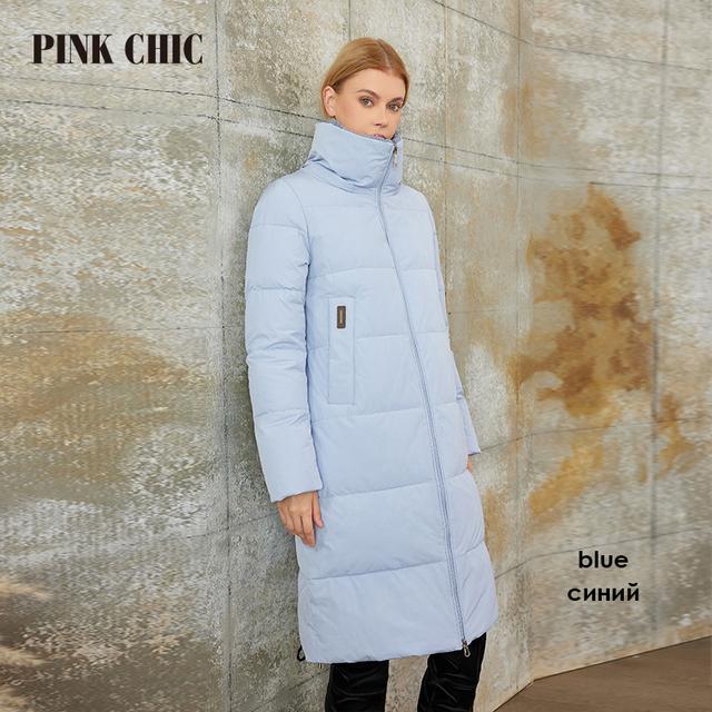 PINK CHIC 2023 New Winter Coat Women Down Jackets High Quality Fur Collar Warm Hooded Long Version Parka Female W6607