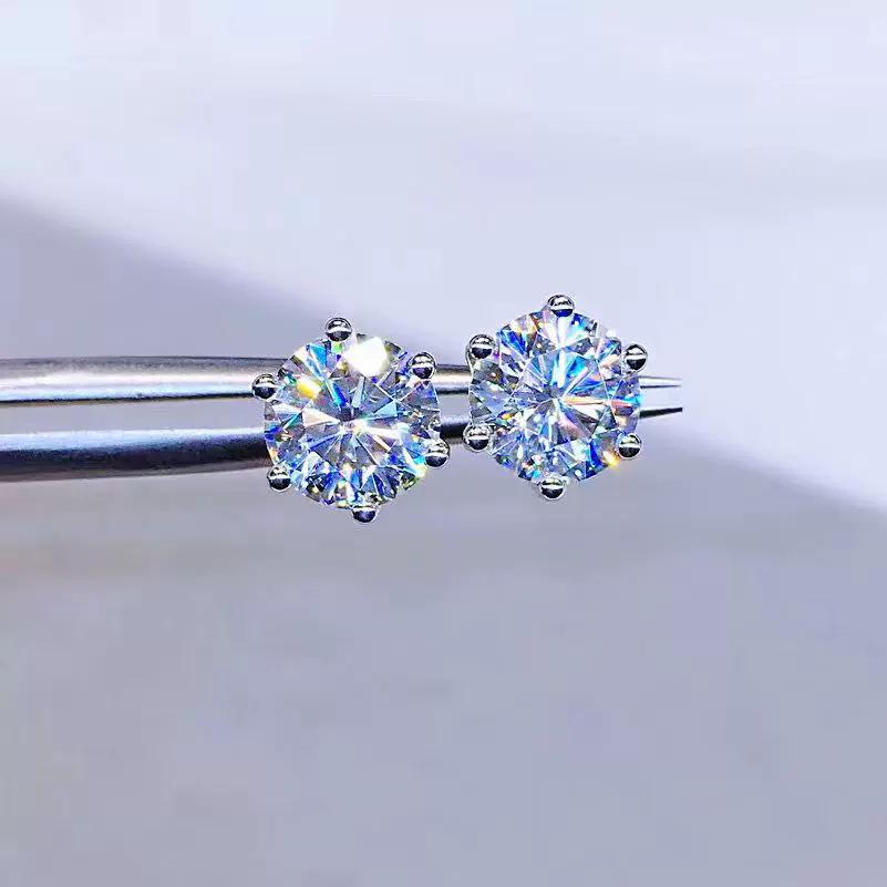 S925 Sterlingsilber Sechs-Zacken Schneeflocke Moissanit Ohrstecker - Hochwertiger Ohrschmuck für Damen