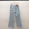 Womens High-Waisted A-Line Denim Pants With Bow Detail Pink Casual Chic Trousers Style