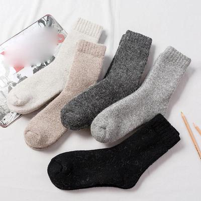 Meias de lã super grossas de cor pura para mulheres de inverno para se manter aquecido e meias de toalha grossas e de veludo