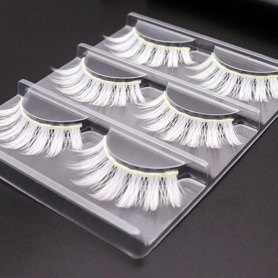 Yousheng 6Pcs  Makeup False Eyelashes  Soft  Comfortable To Wear  Chemical Fiber  Anime White False Eyelashes  for Masquerade