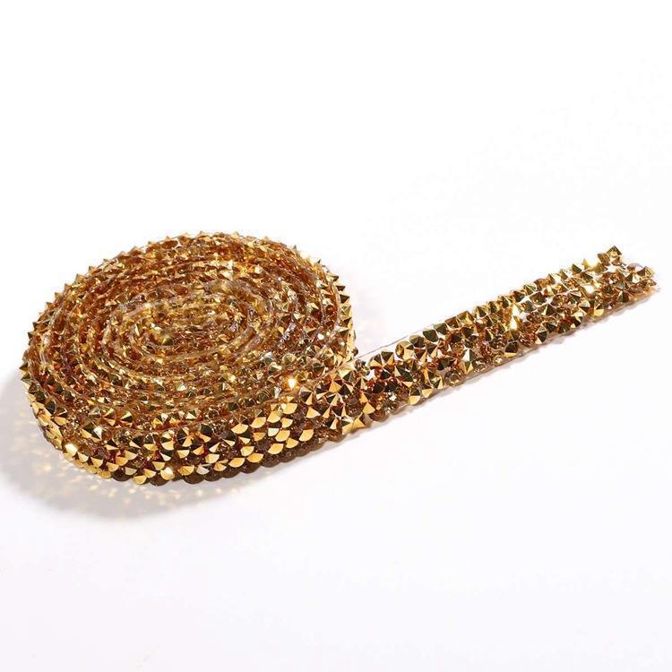 DIY AB Color Rhinestone Chain with Adhesive Mesh for Wedding and Bridesmaid Dress Decoration