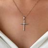 Waterproof Cross Pendant Necklace for Women Men Minimalist Stainless Steel Cross Chain Christian Jewelry Daily Wear Accessories