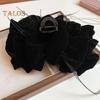 Women Hair Claw Large Pleated Velvet Multi-Layered Bowknot Decor Versatile Hair Clamp Hair Accessories