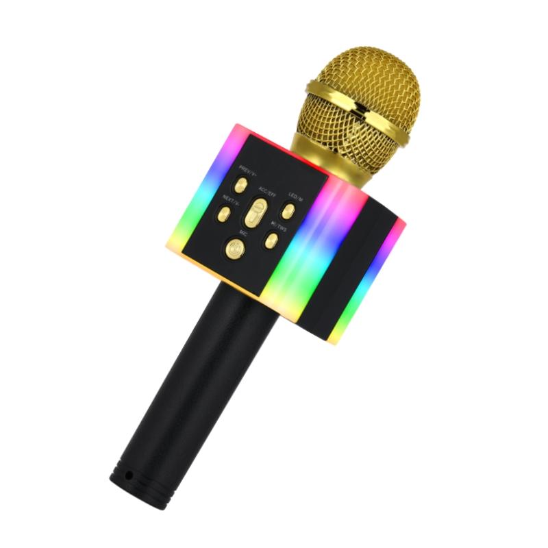 

Portable Wireless Karaoke Microphone Bluetooth Speaker, FM Radio, Support USB/TF Card Playback, Magic Sound Effects золотий