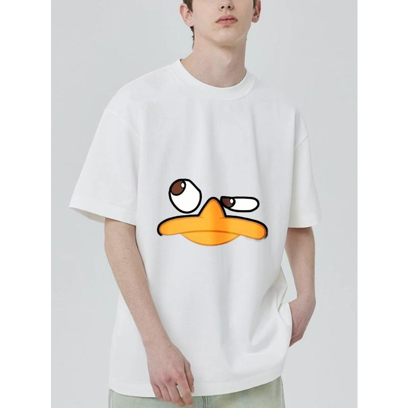 Black T-Shirt Duck Face Print Casual Wear for Men and Women Streetwear Fashion Summer Outfit