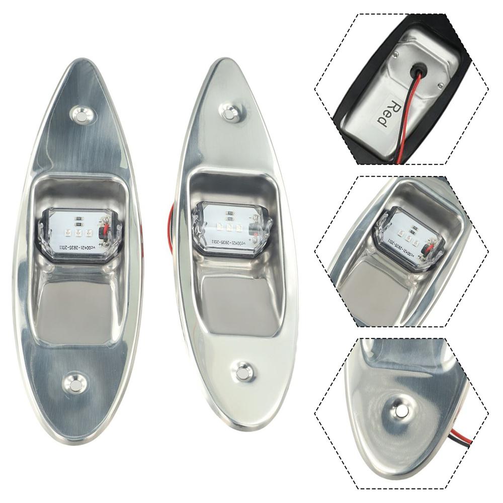 2x Red+Green Marine Boat Navigation LED Side Tear Drop Lights Vertical Mount 12V