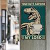 1PC Vintage Dinosaur Tin Sign "MY LORD" - Humorous Retro Wall Art for Man Cave & Office 8x12In/20x30Cm