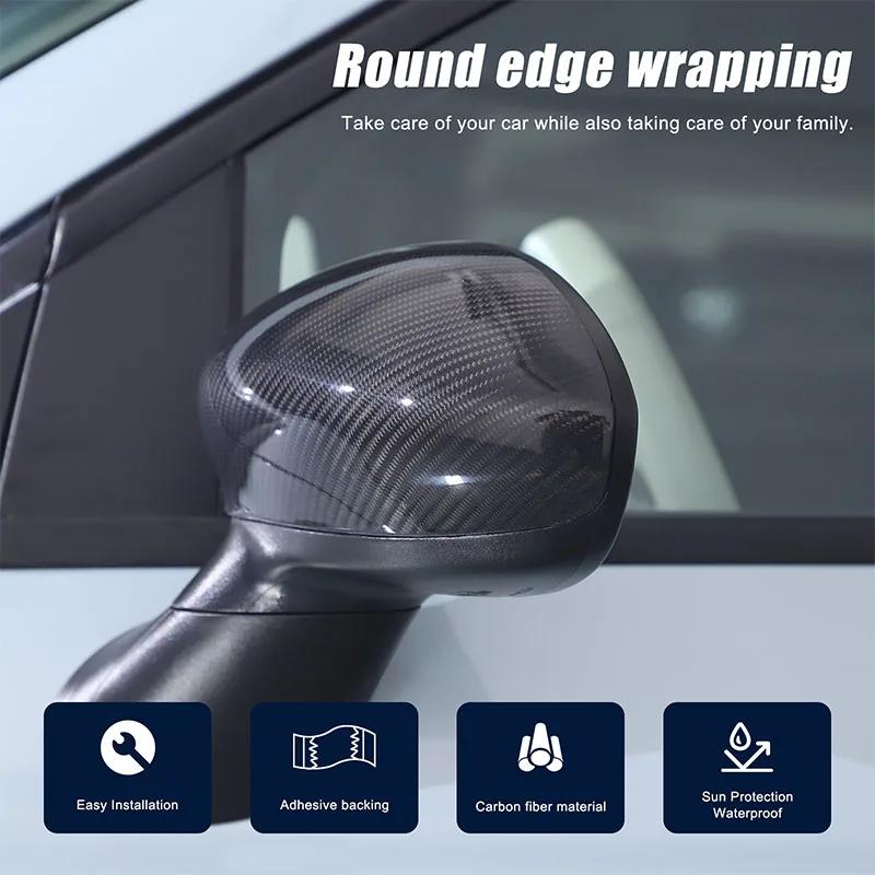 Real Carbon Fiber For Fiat 500 2016-2025 Car Rearview Side Mirror Decorate Cover Trim Sticker Car Exterior Accessorie