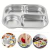 4/5-Compartments Divided Dinner Tray 304 Stainless Steel School Food Plate  Canteen