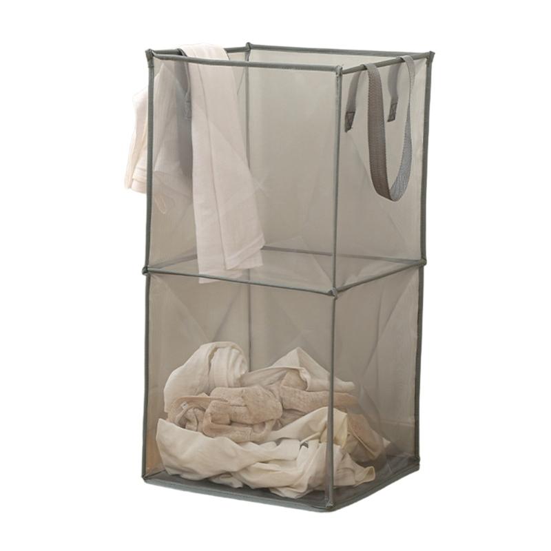 Durable Polyester Meshes Clothes Hamper Square Foldable Anti Tear Foldable Bin Laundry Hamper for Home Organization