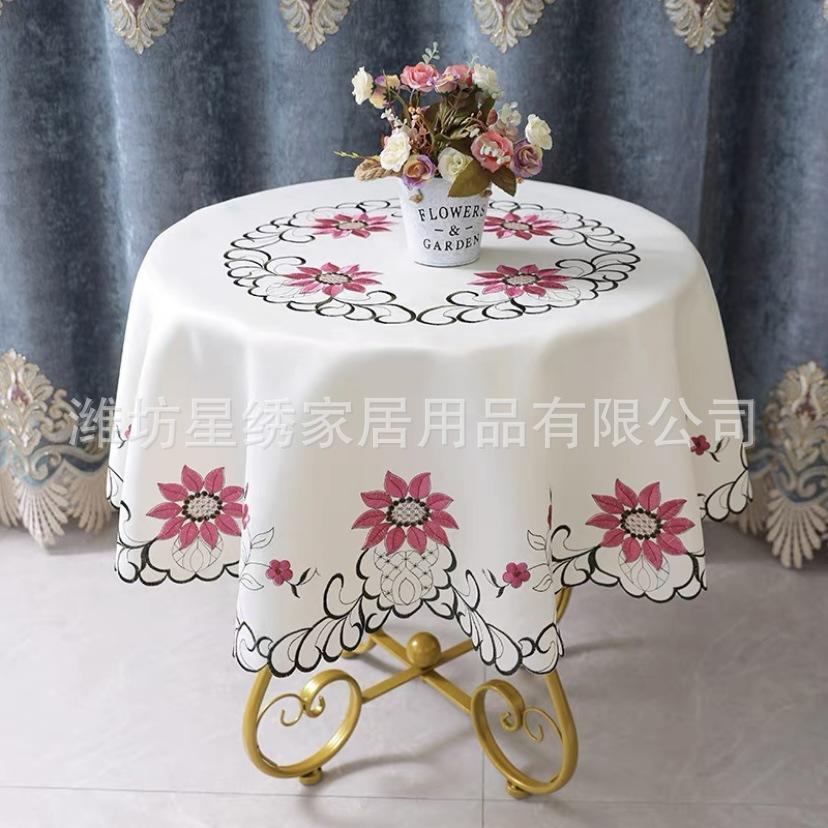 Nordic Round Table Cloth Home Restaurant Small Fresh Embroidery Cloth Round Tablecloth