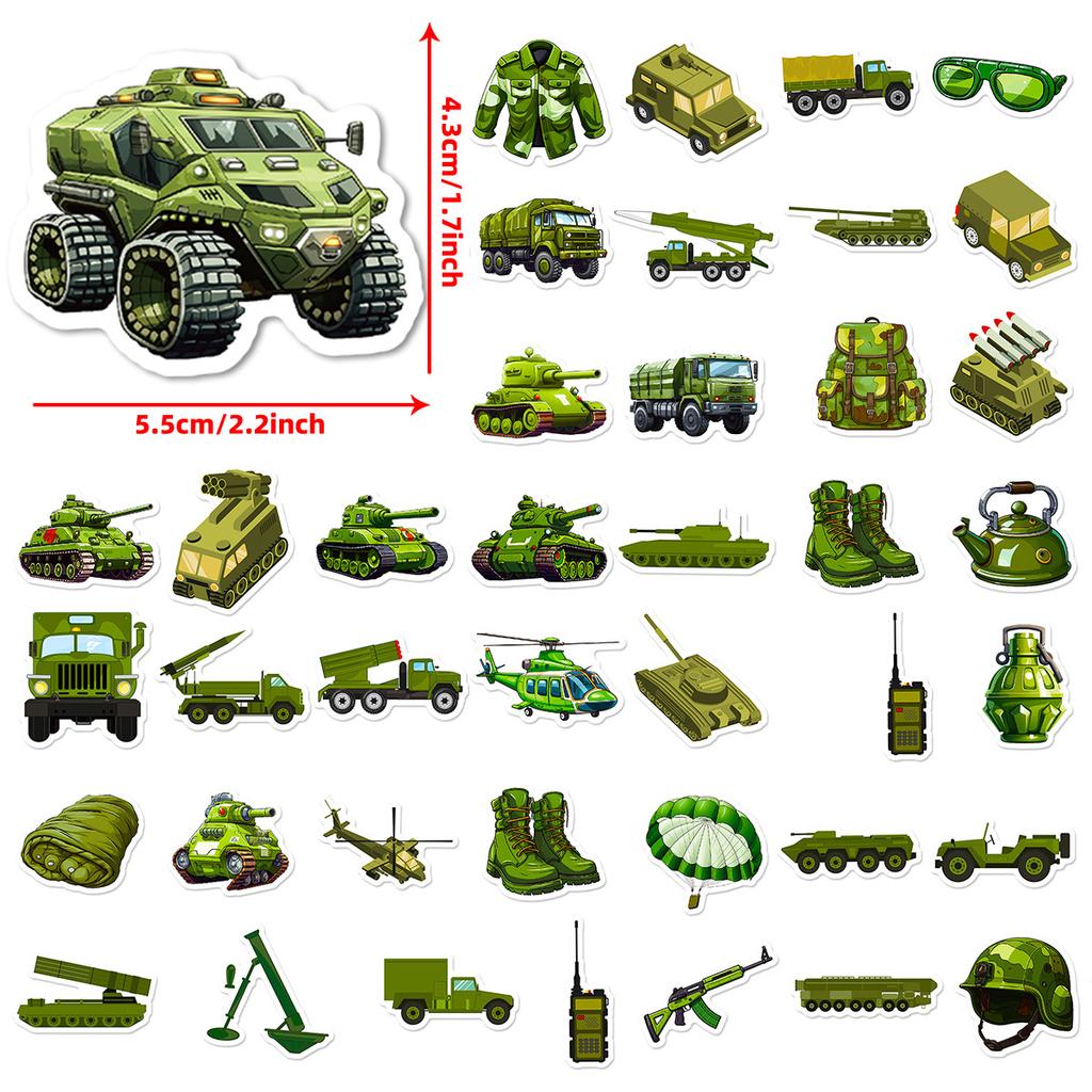 50 Waterproof Suitcase Stickers Military Tank Boy Cartoon Skateboard Computer Tablet Sticker Bag