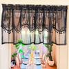 Wavy Tassel Sheer Short Curtain Decorative Half Panel for Kitchen Coffee Corner Bay Window Homestay